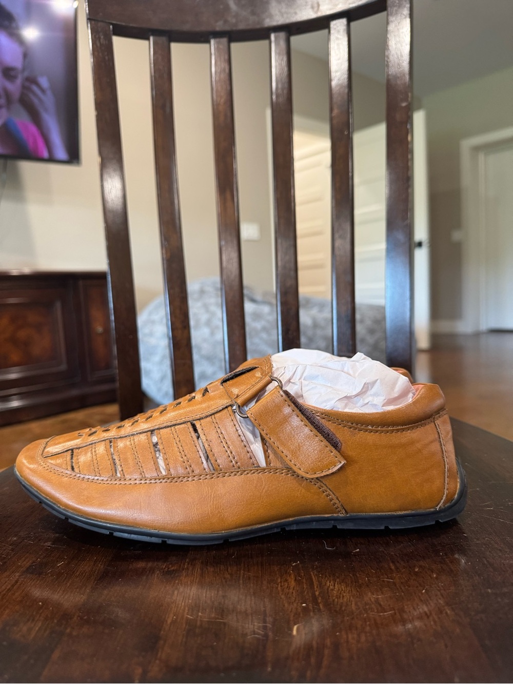 Bata Men's Tan Leather Slip-On Loafer with Velcro Strap